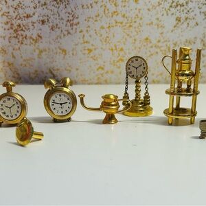 Vintage Miniature Brass & Gold Dollhouse Accessories – 20th Century (Set)